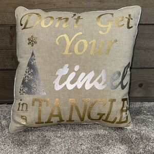Pier 1 Holiday Pillow Cover with Gold and Silver Text (pillow cover only)